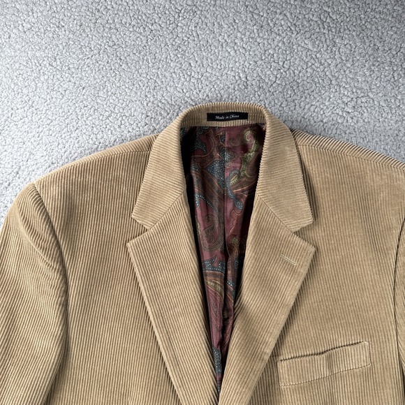 Lauren Ralph Lauren Corduroy Blazer Mens 42L LONG Sport Coat Paisley Lined - Picture 2 of 15